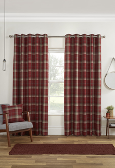 Carnoustie (Blackout) Eyelet, Red - Ready Made Curtains